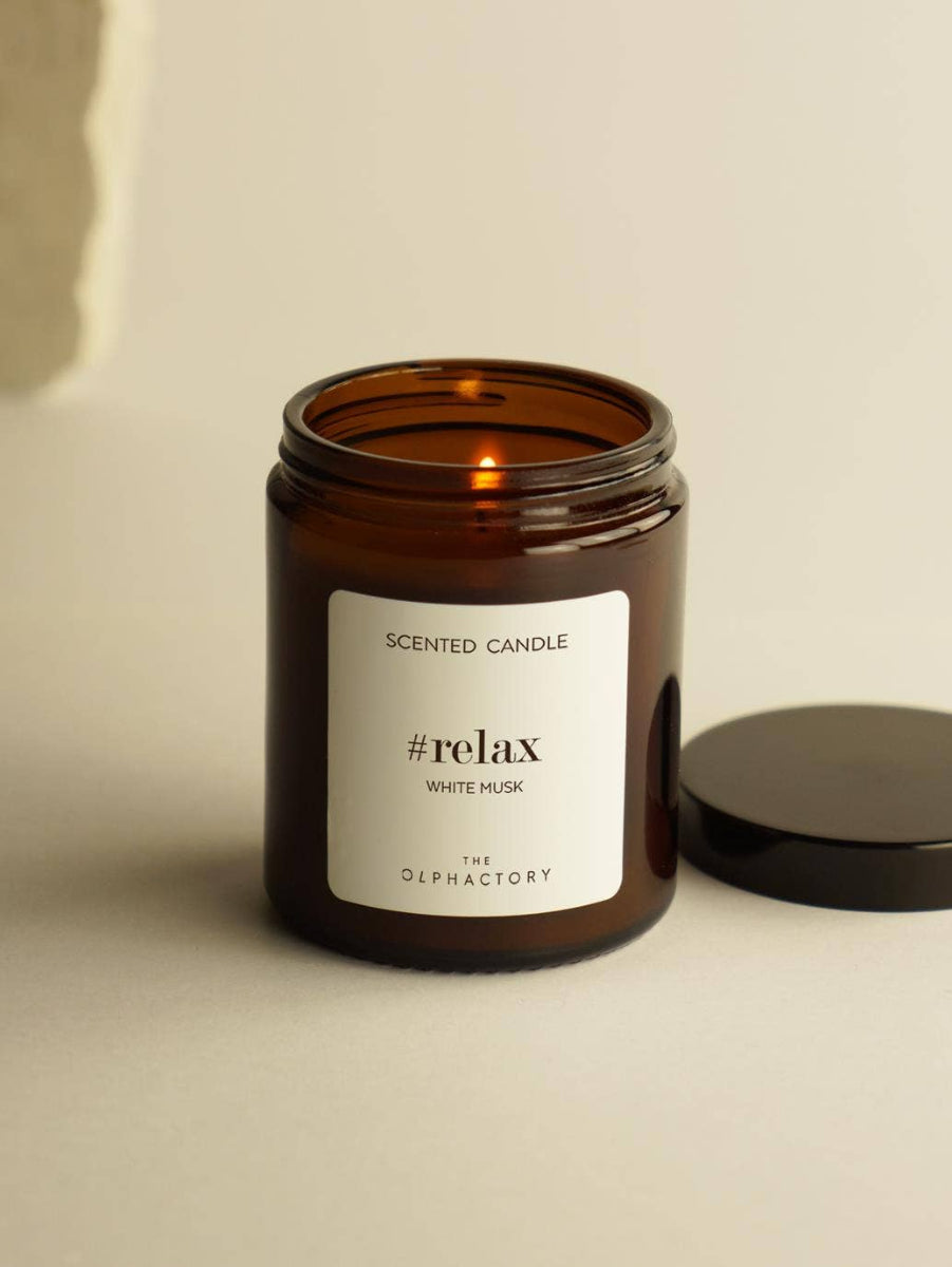Doftljus med budskapet relax