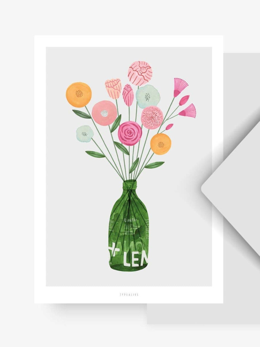 Hälsningskort med somrig bukett från typealive