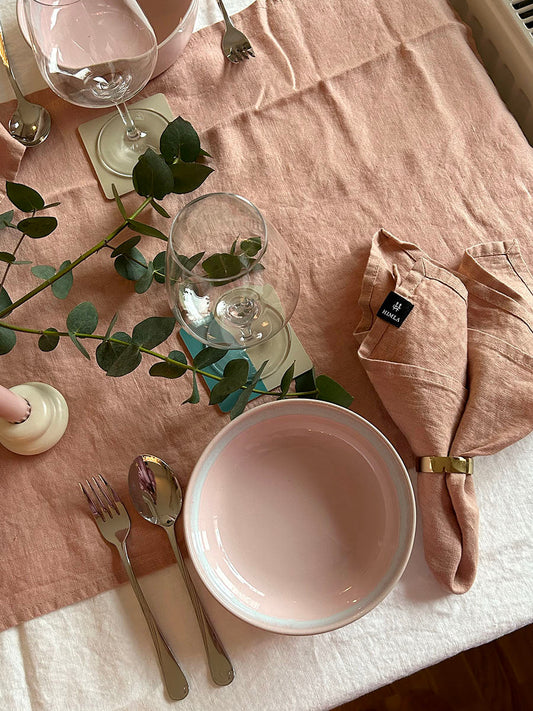 Sunshine linneservett från Himla rosa dukning