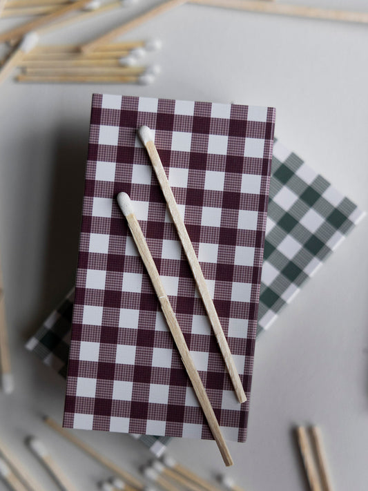 Tändstickask XL med motiv av rutor rött