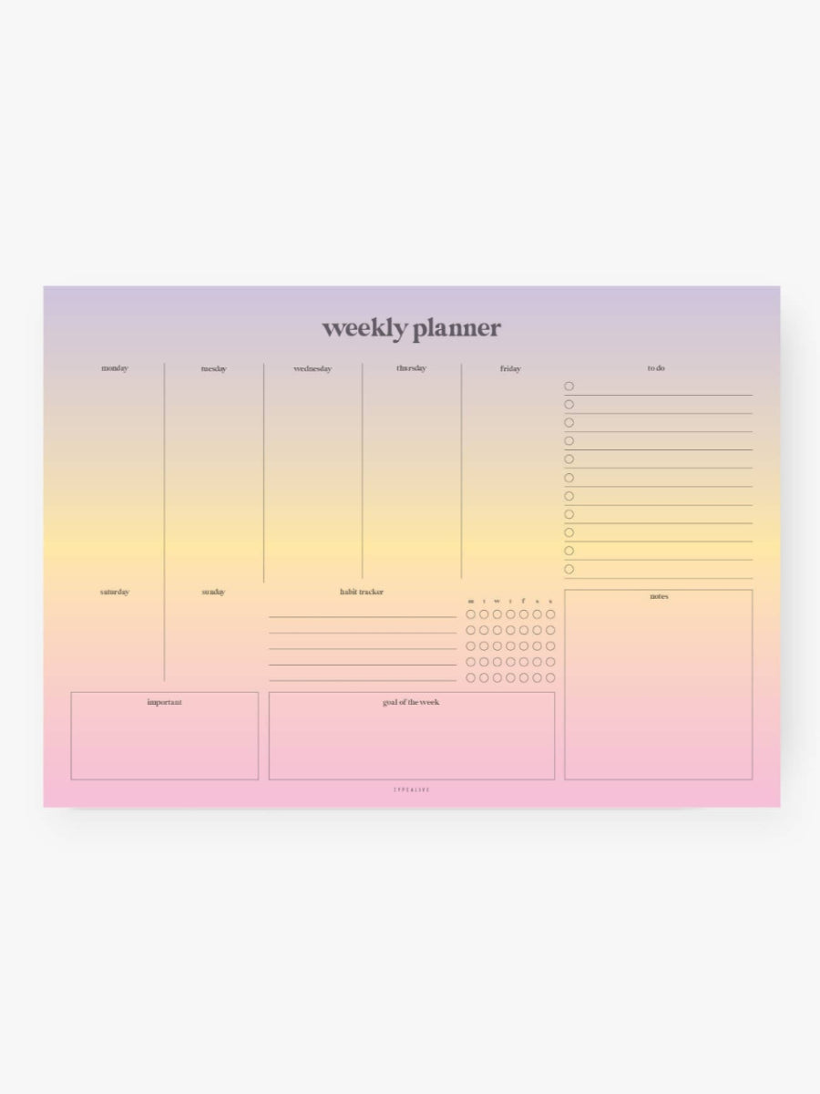 Veckplanerare Sunset från Typealive